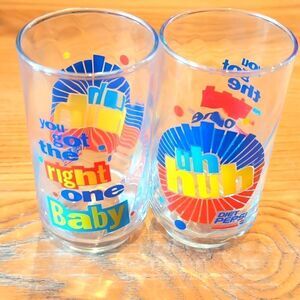 Vintage Diet Pepsi You Got The Right One  Baby Uh Huh Set of 2 Drinking Glasses